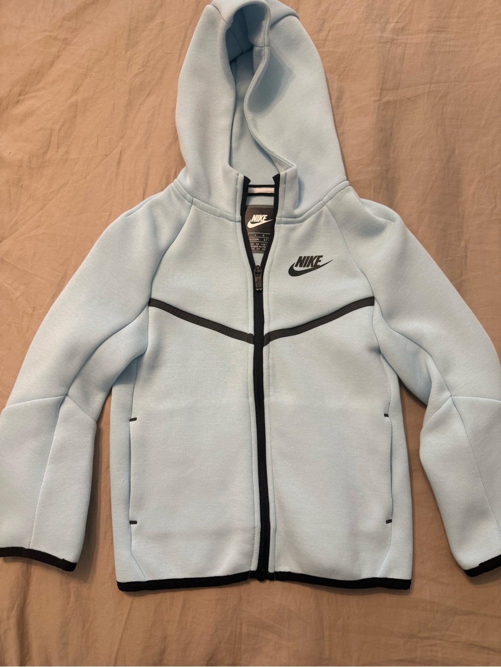 Nike Tech Kids Pale Blue Hooded Jacket with Black Trim